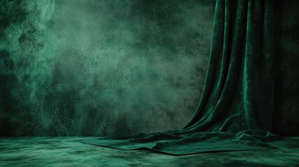 Elegant deep green velvet backdrop for luxurious product display and photography settings