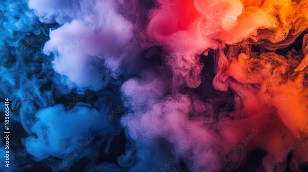 Poster vibrant colorful smoke swirling against a dark background creating an artistic abstract texture idea