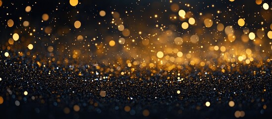 Obraz premium Elegant dark gold and black glitter confetti background perfect for Christmas celebrations or night parties with space for overlay text