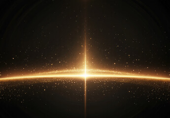 Obraz premium Glowing Golden Light Effect Illuminating Stars and Rays in a Celestial Cosmic Backdrop at Night