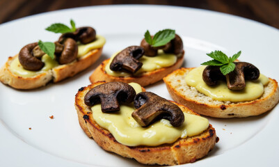 Bruschetta with Mushrooms and Truffle Oil