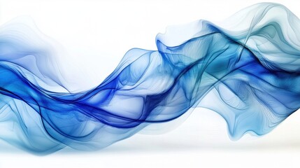 Fototapeta premium Flowing blue waves abstract art digital creation fluid design white background contemporary style visual concept