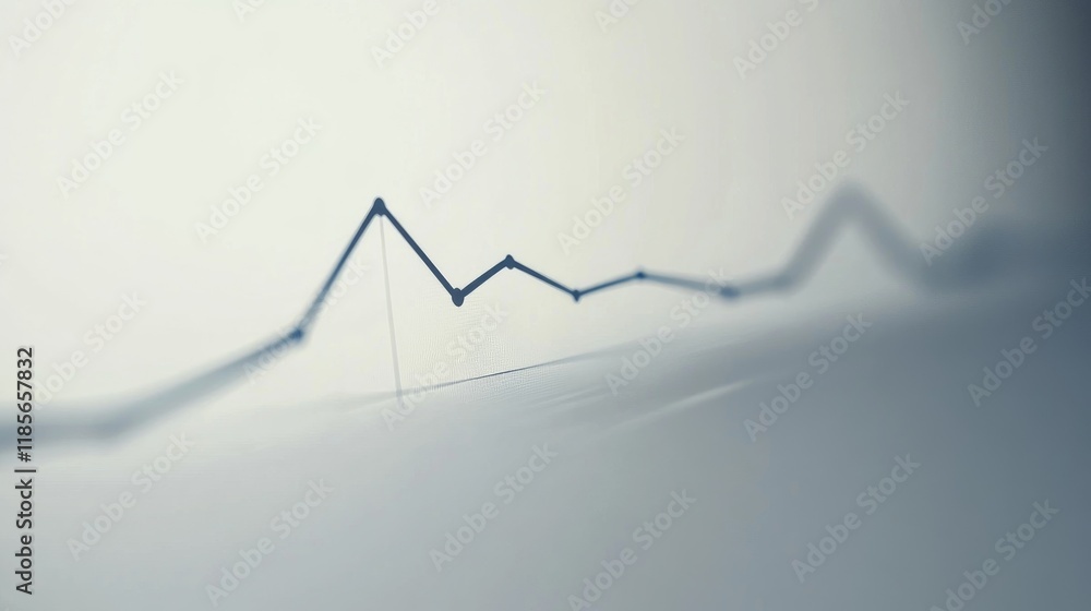 Poster a minimalist line chart with smooth curves and highlighted data points, on a light background with s