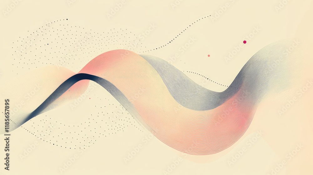 Poster a minimalist line chart with smooth curves and highlighted data points, on a light background with s