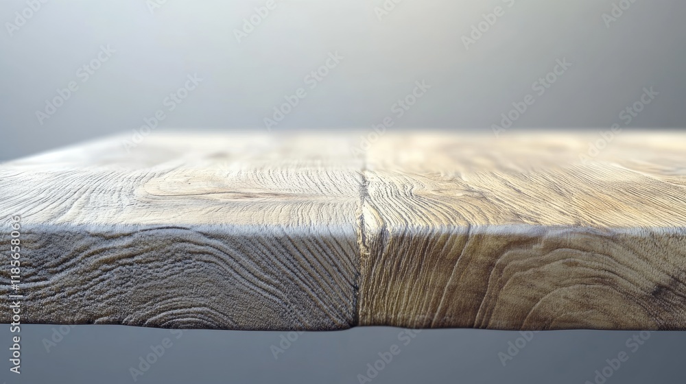 Poster rustic wooden tabletop with detailed grain texture isolated on a neutral gray background for versati