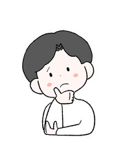 Fototapeta premium 疑問が浮かぶ男性のイラスト