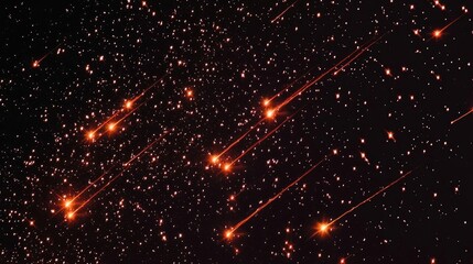 Fototapeta premium Vibrant red shooting stars illuminating a dark starlit sky creating a magical and wonder-filled atmosphere