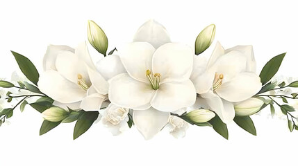 Fototapeta premium Beautiful cutout blooming lilies with buds