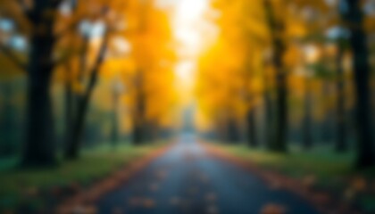 Obraz premium Autumnal Road: Golden Canopy Impressionism