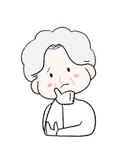 悩むかわいいおばあちゃん