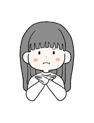 大きくバツを作る女性のイラスト