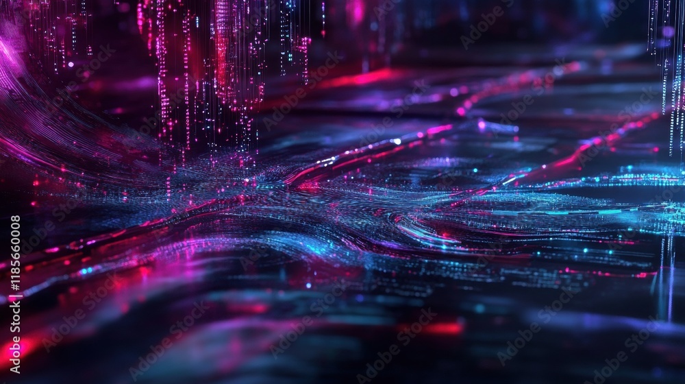 Fototapete Digital data flow visualization abstract environment motion graphics animation high-tech space futuristic concept