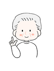 Fototapeta premium ポイントを指すかわいいおじいちゃん