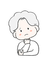 考えるかわいいおばあちゃん