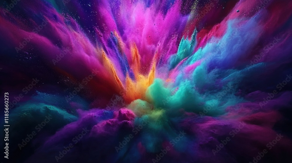 Aufkleber vibrant color explosion abstract digital artwork creative space surreal environment eye-catching com