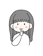 秘密ポーズをする女性のイラスト