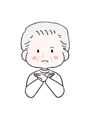 大きくバツを作るかわいいおじいちゃん