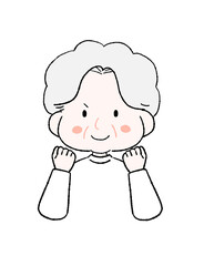 ガッツポーズをするかわいいおばあちゃん