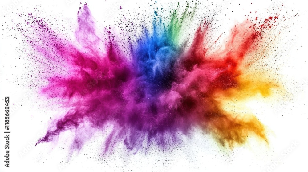 Poster dynamic color explosion an abstract digital art studio in a vibrant environment from a high angle vi