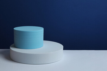 Varoius podiums on color background 