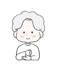 納得するかわいいおばあちゃん
