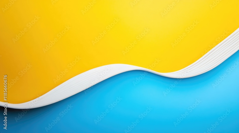 Poster vibrant yellow and blue abstract waves background with smooth curves and ample copy space for digita