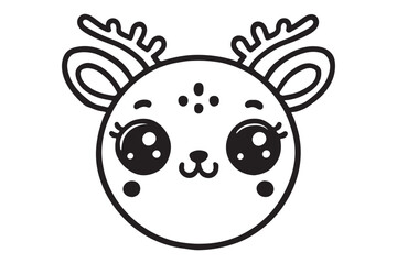 Cute cartoon reindeer face line art