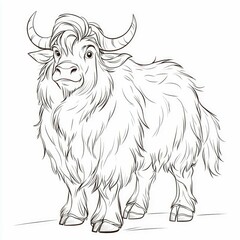 Obraz premium Majestic Yak: A Stunning Line Drawing of a Himalayan Beast