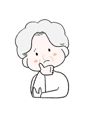 悩むかわいいおばあちゃん