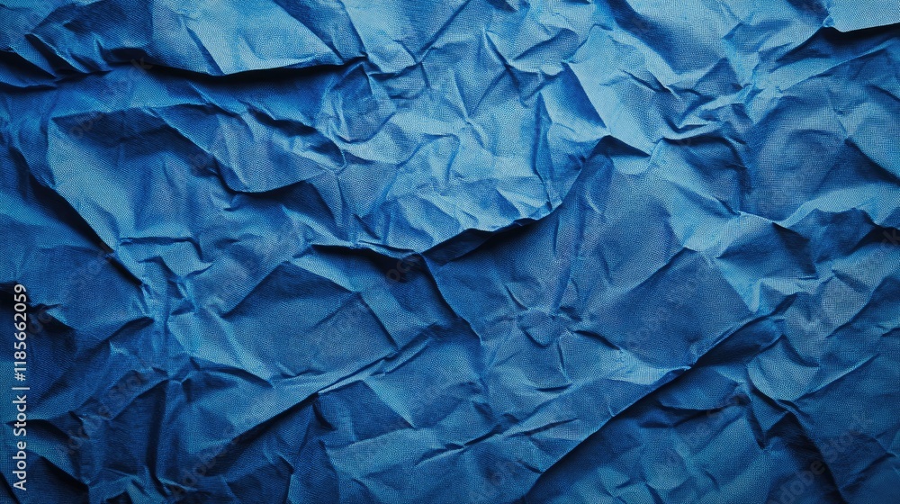 Poster Crumpled Textured Deep Blue Background for Creative and Abstract Design Elements