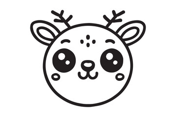 Cute cartoon reindeer face line art