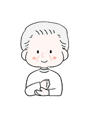 納得するかわいいおじいちゃん