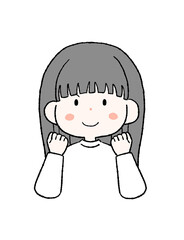 ガッツポーズをする女性のイラスト