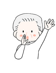 おーいと遠くの人を呼ぶかわいいおじいちゃん