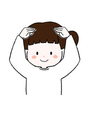 大きく丸のポーズをする女の子のイラスト