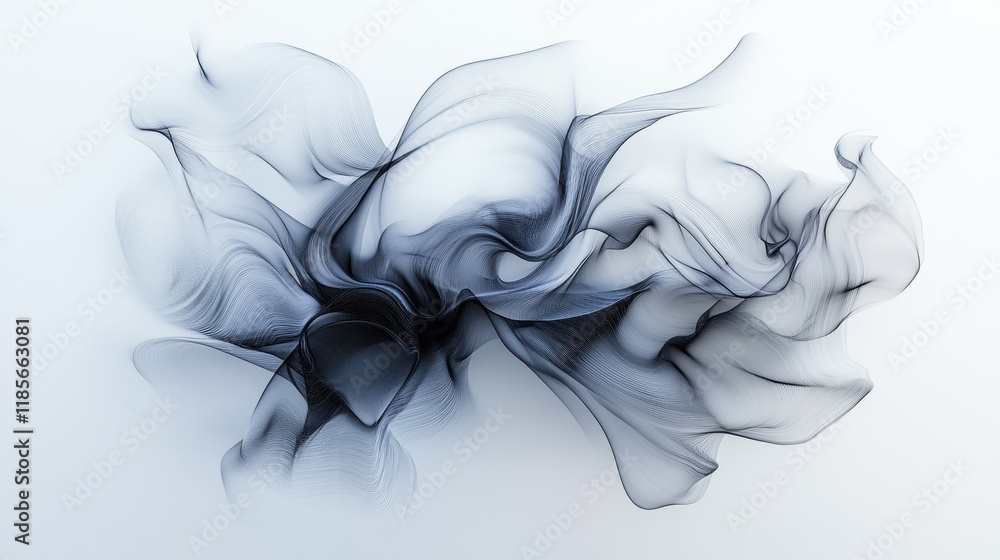 Aufkleber dynamic abstract art flowing in space modern digital art minimalist design ethereal environment clos