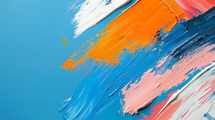 Artistic brush strokes on a blue background, with a mockup on the side. full ultra hd, high resolution
