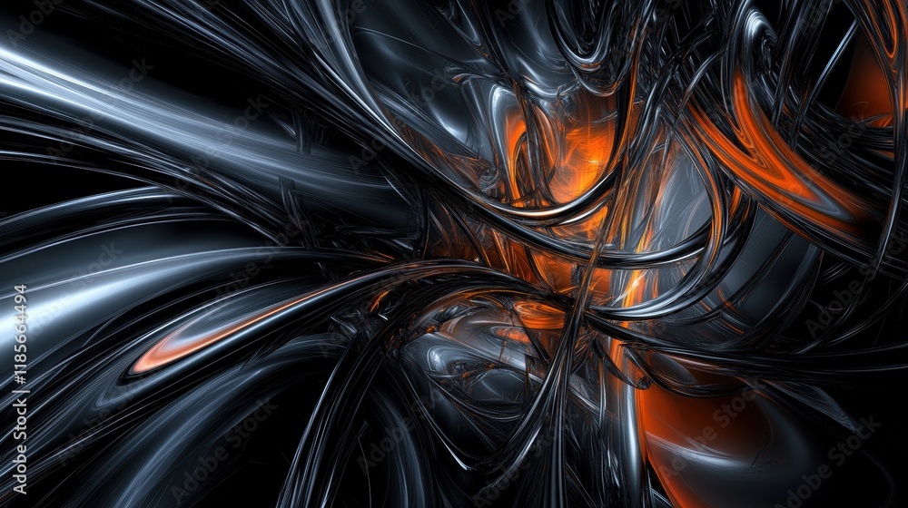 Poster dynamic abstract design digital art modern style dark environment intricate shapes visual engagement
