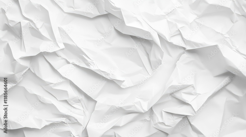 Poster crumpled white paper texture background for creative design and print applications