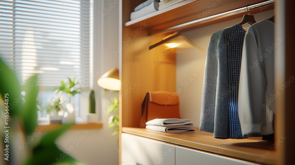 Poster compact walk in storage closet with custom racks and organized shelving for efficient home organizat