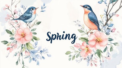 Easter and spring flat lay on a white wooden background
