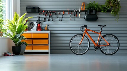 Neatly Arranged Garage Storage Space with Wall Mounted Tool Racks Workbench and Shelving for Efficient Organization and Easy Access to Equipment and Supplies