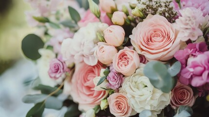 Elegant Floral Arrangement in Soft Pink Tones Ideal for Wedding Decor and Bridal Themes