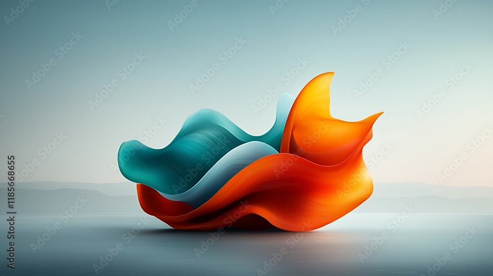 Aufkleber captivating abstract art showcasing a vibrant undulating iridescent shape flowing and pulsating with