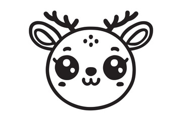Obraz premium Cute cartoon reindeer face line art