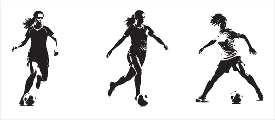 Women Soccer Player Silhouettes Vector