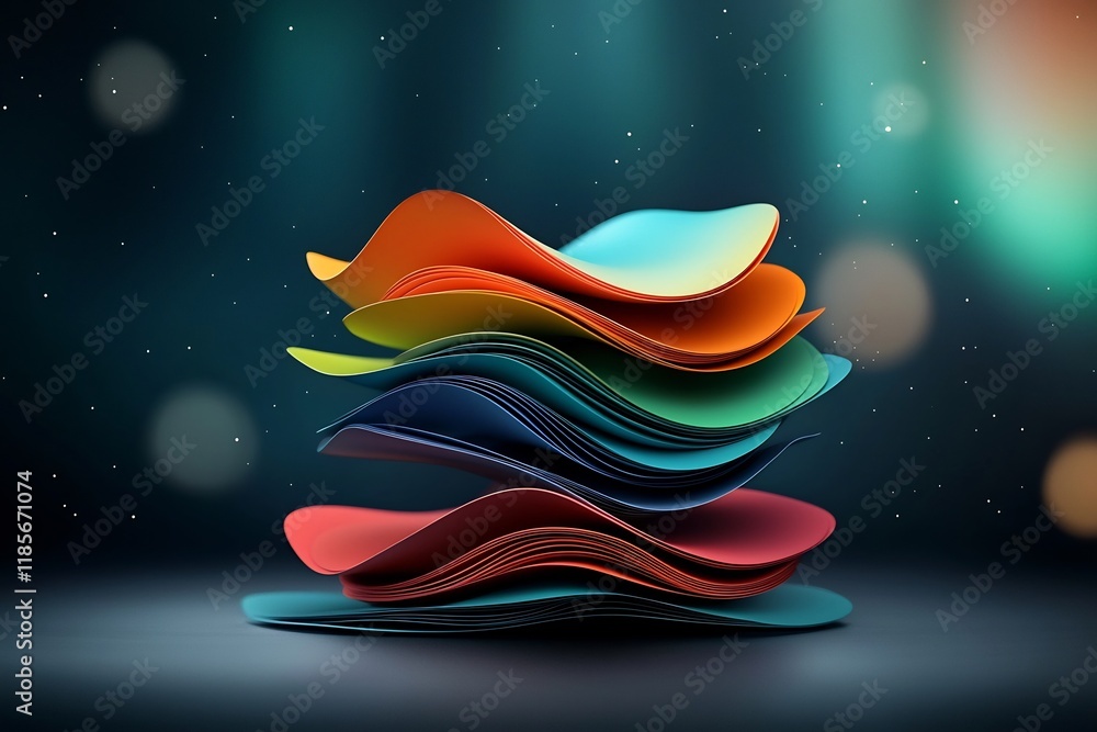 Poster mesmerizing abstract composition featuring undulating prismatic structures pulsing with kaleidoscopi