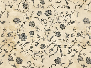 vintage floral pattern with detailed antique bouquet, textured paper background for romantic wedding and scrapbooking designs