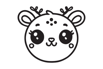 Cute cartoon reindeer face line art