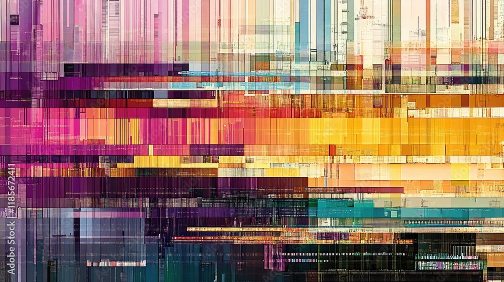 Poster a stacked area chart with vibrant colors on a digital screen, showing layered data distribution over